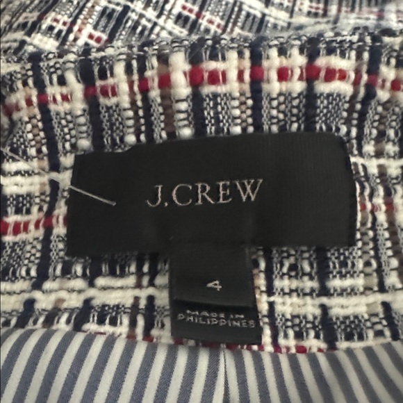 J. CREW Navy Blue White Red Tweed Blazer Jacket Stripes Work Preppy 4 Business - Picture 8 of 11